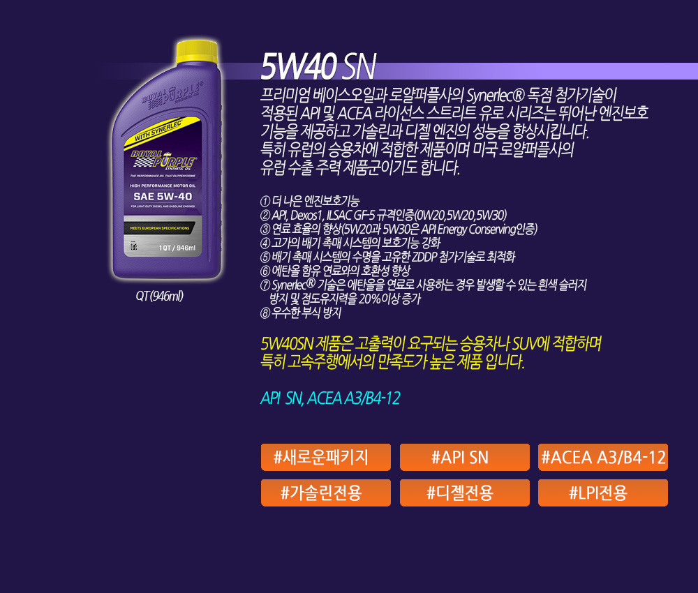 Royal Purple 5W40 SM